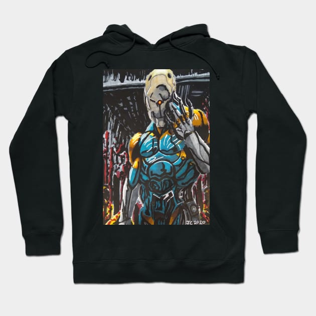 Metal Gear Solid - "Bone & Sinew" Gray Fox portrait (original) Hoodie by StagArtStudios